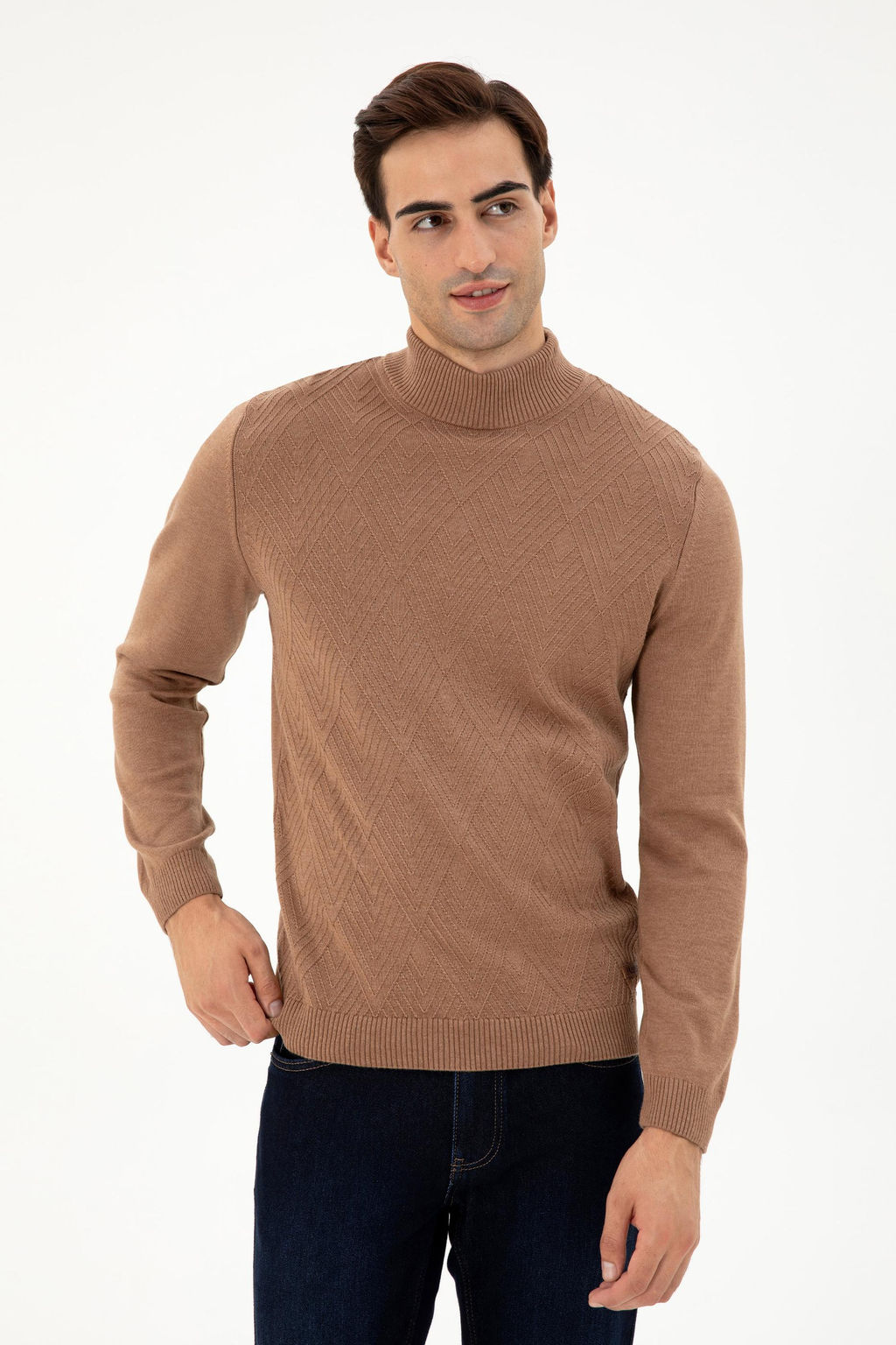 Мужской светло-коричневый меланжевый свитер Неожиданная скидка в корзине - U.s. polo assn фото 3