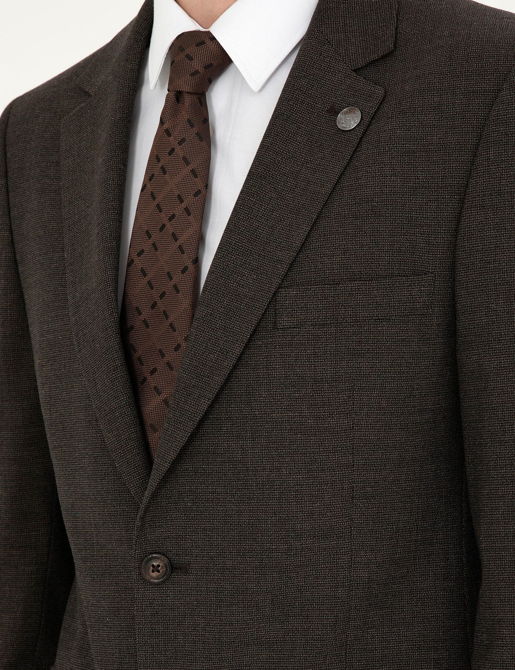 Kahverengi Slim Fit Tak_m Elbise