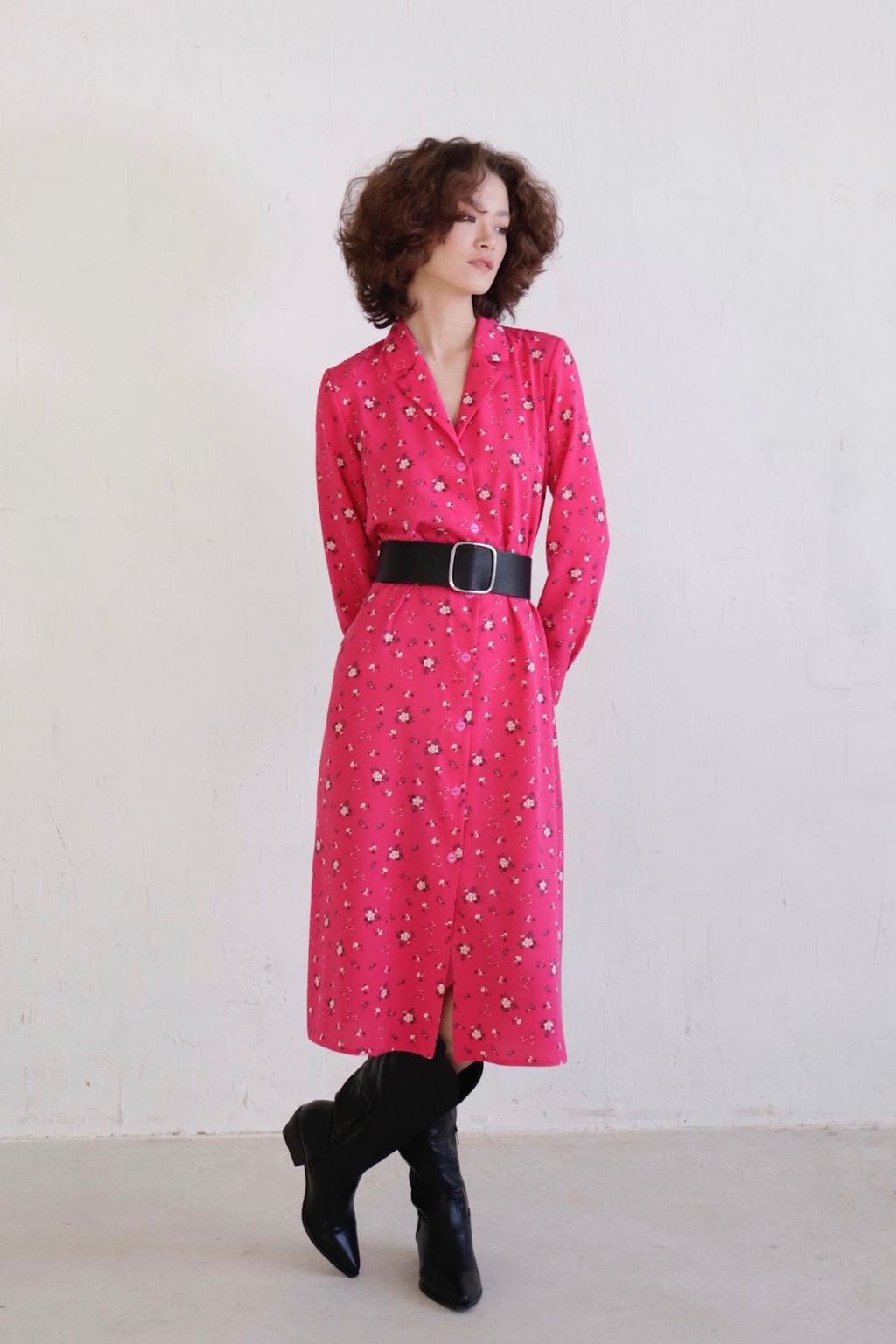 11038 Платье-рубашка с английским воротником малиновое - Martichelli фото 9