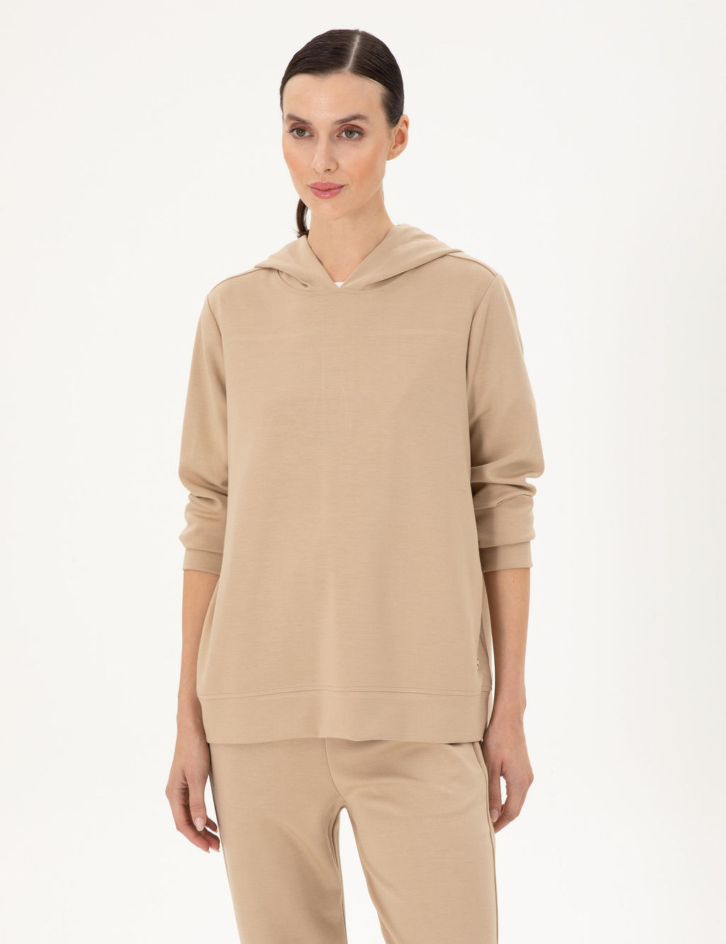 Bej Oversize Modal Kuma_ Sweatshirt