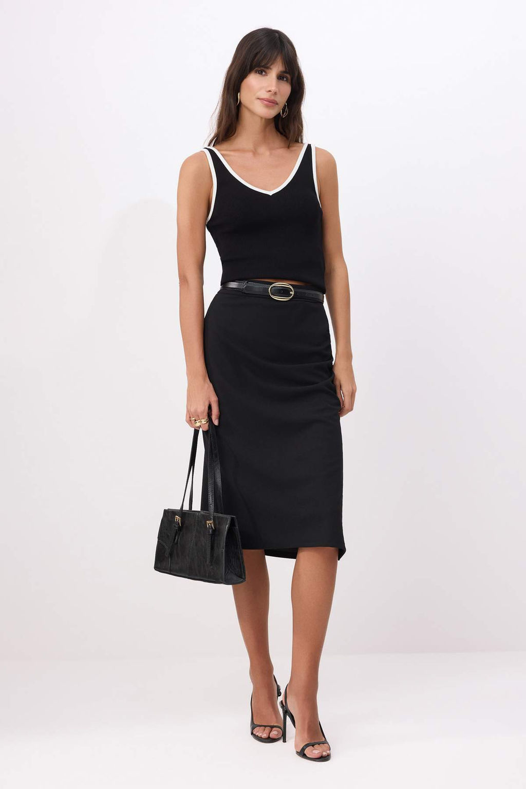 Pembe Duz Kalem Y?rtmacl? Normal Bel Midi Scuba Krep Orme Etek TWOSS26ET00150 - Trendyolmilla фото 6