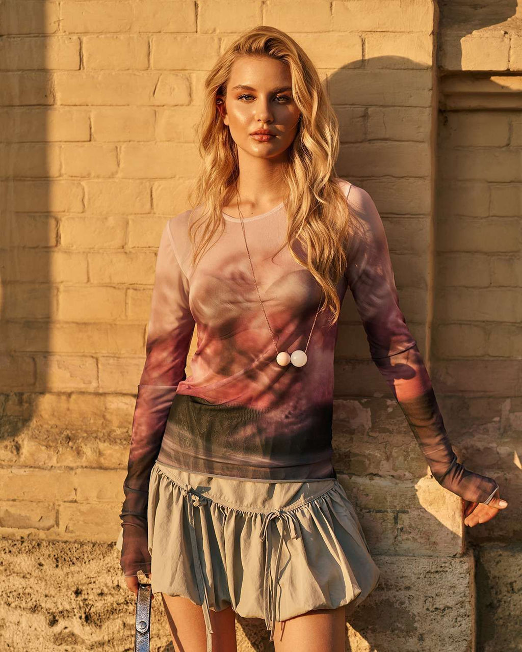 Лонгслив из сетки с принтом 457.4.14