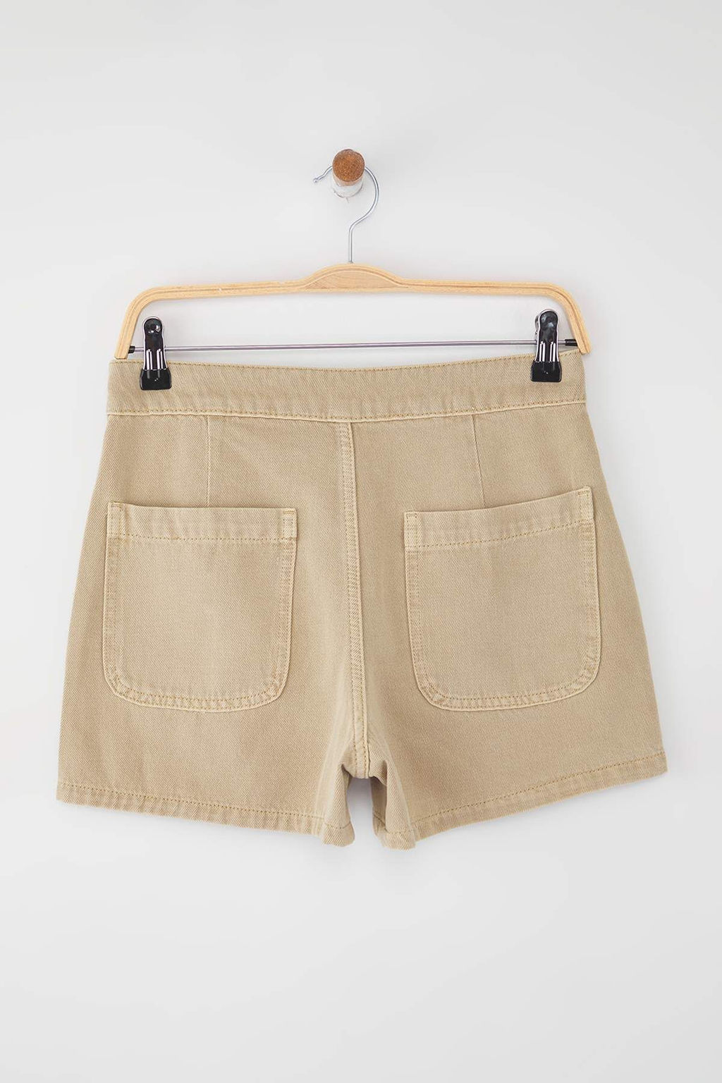 Trendyolmilla Bej Kruvaze Yuksek Bel Denim Sort Etek TWOSS25SR00206  фото 8