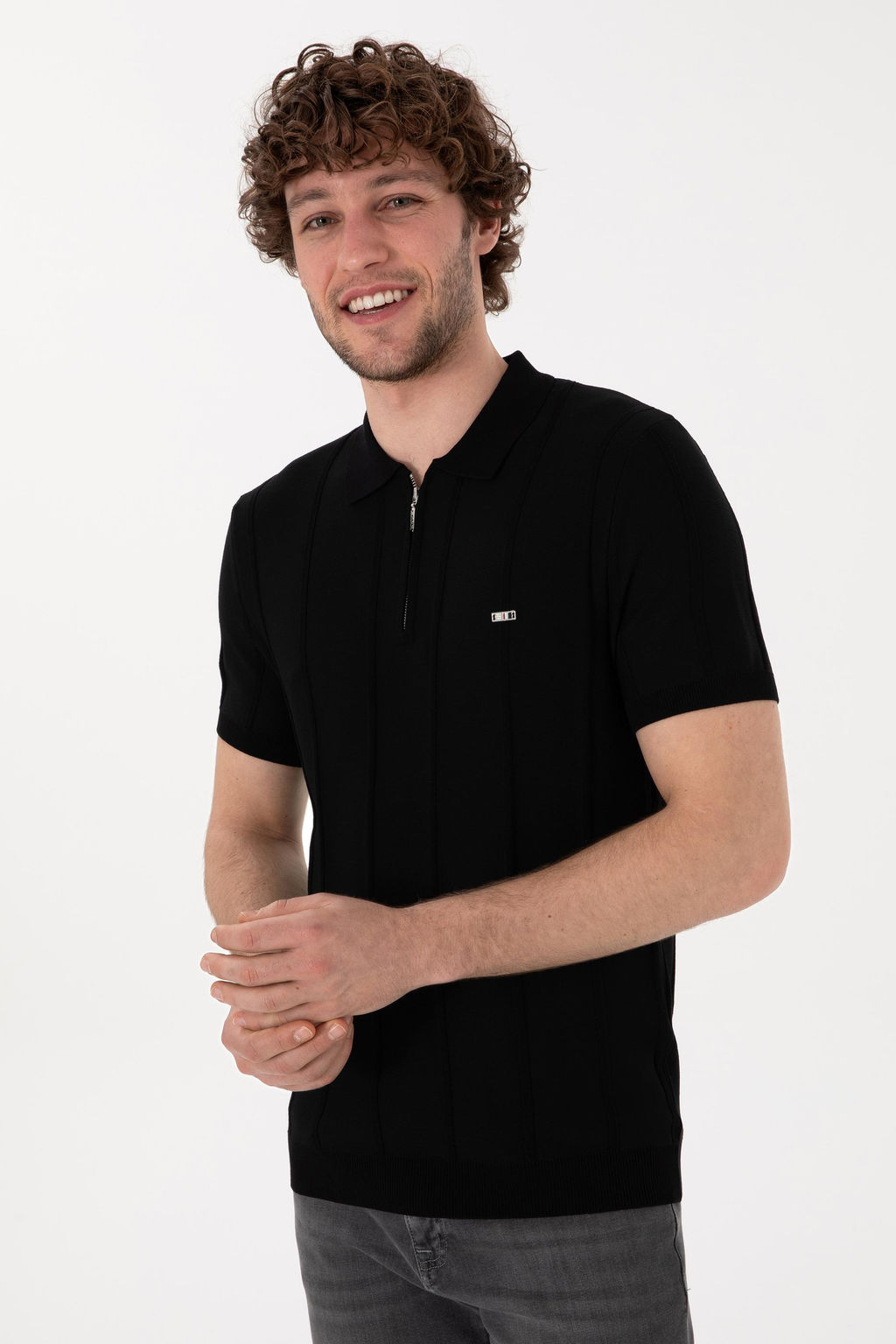 Erkek Slim Fit Polo Yaka Siyah Ti__rt - U.s. polo assn фото 3