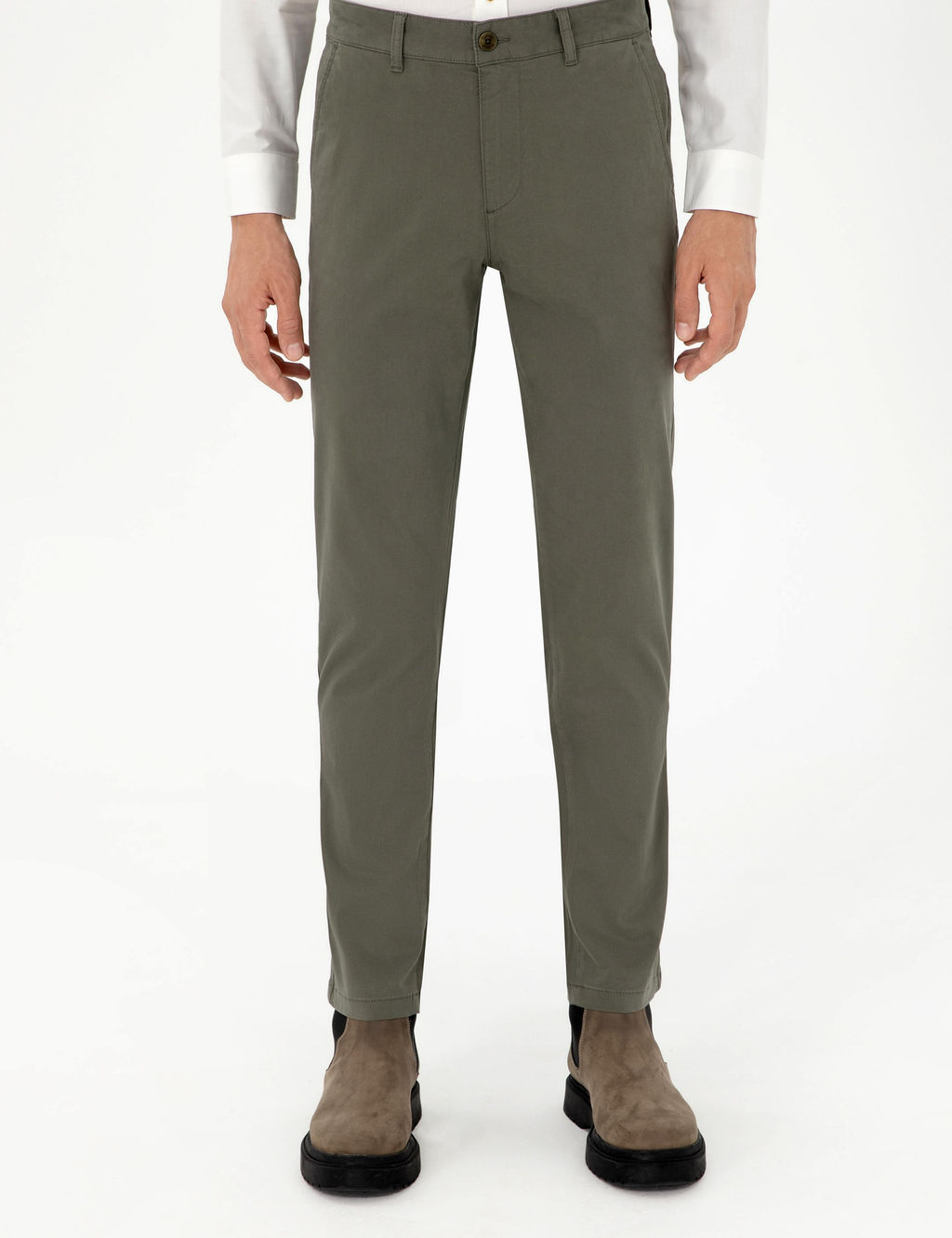 Узкие брюки из плотной ткани цвета хаки - Cacharel фото 2