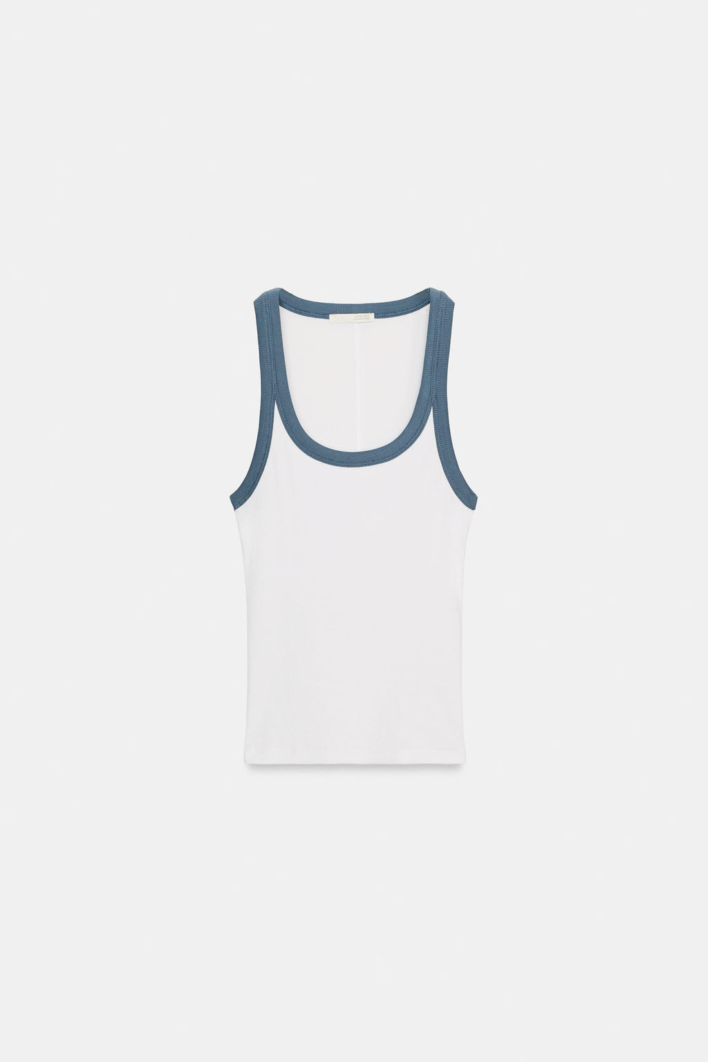 TOP MANGA SISA RIB / Azul / Blanco