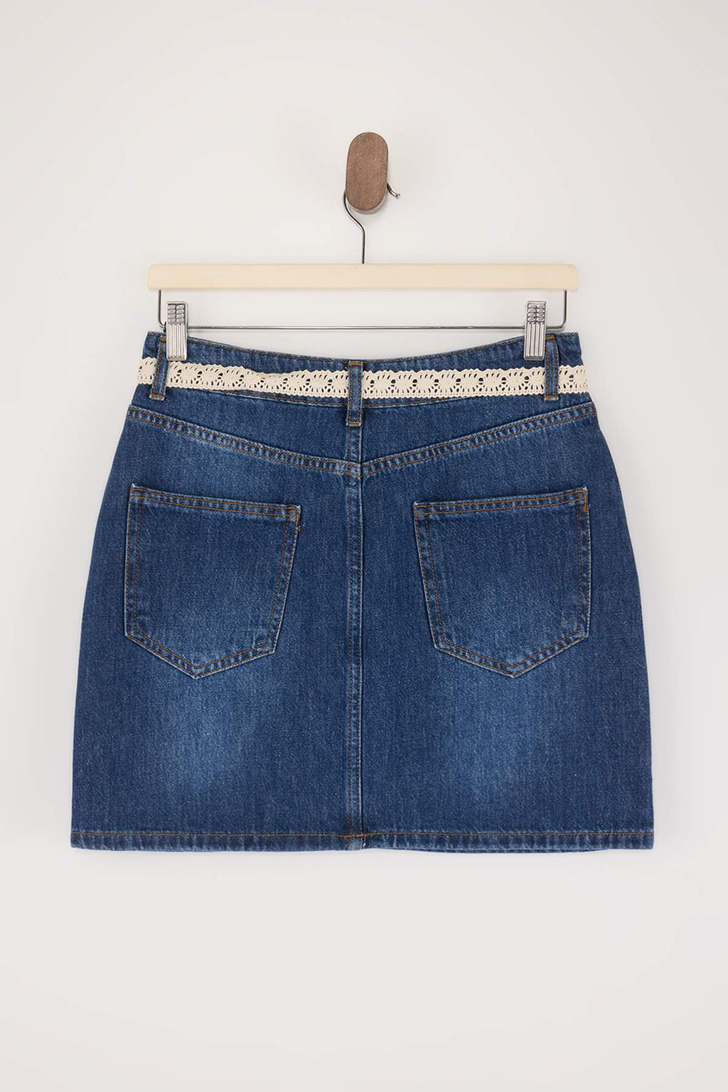 Teen Mavi Orta Bel Dantel Kemerli Mini Denim Etek TWOSS26ET00098 - Trendyolmilla фото 6