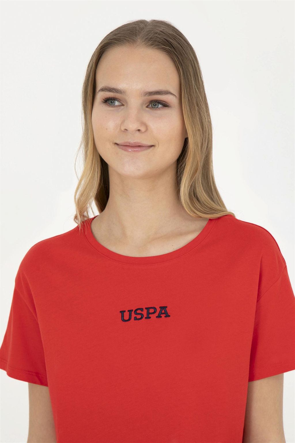 Женская красная футболка с круглым вырезом - U.s. polo assn фото 3