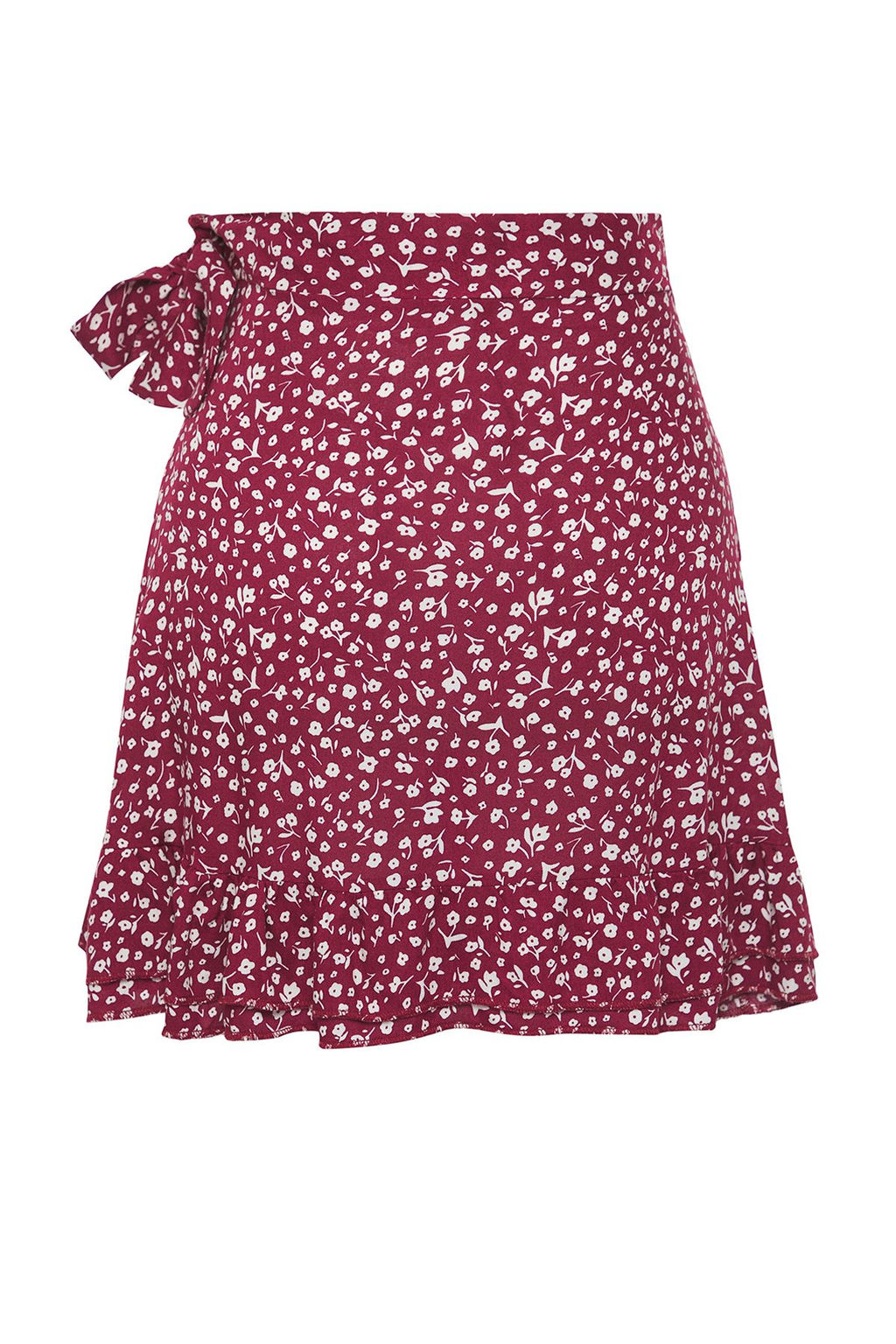 Trendyolmilla Bordo Cicekli Kruvaze Viskon Yazl?k Mini Etek TWOSS25ET00186 фото 6