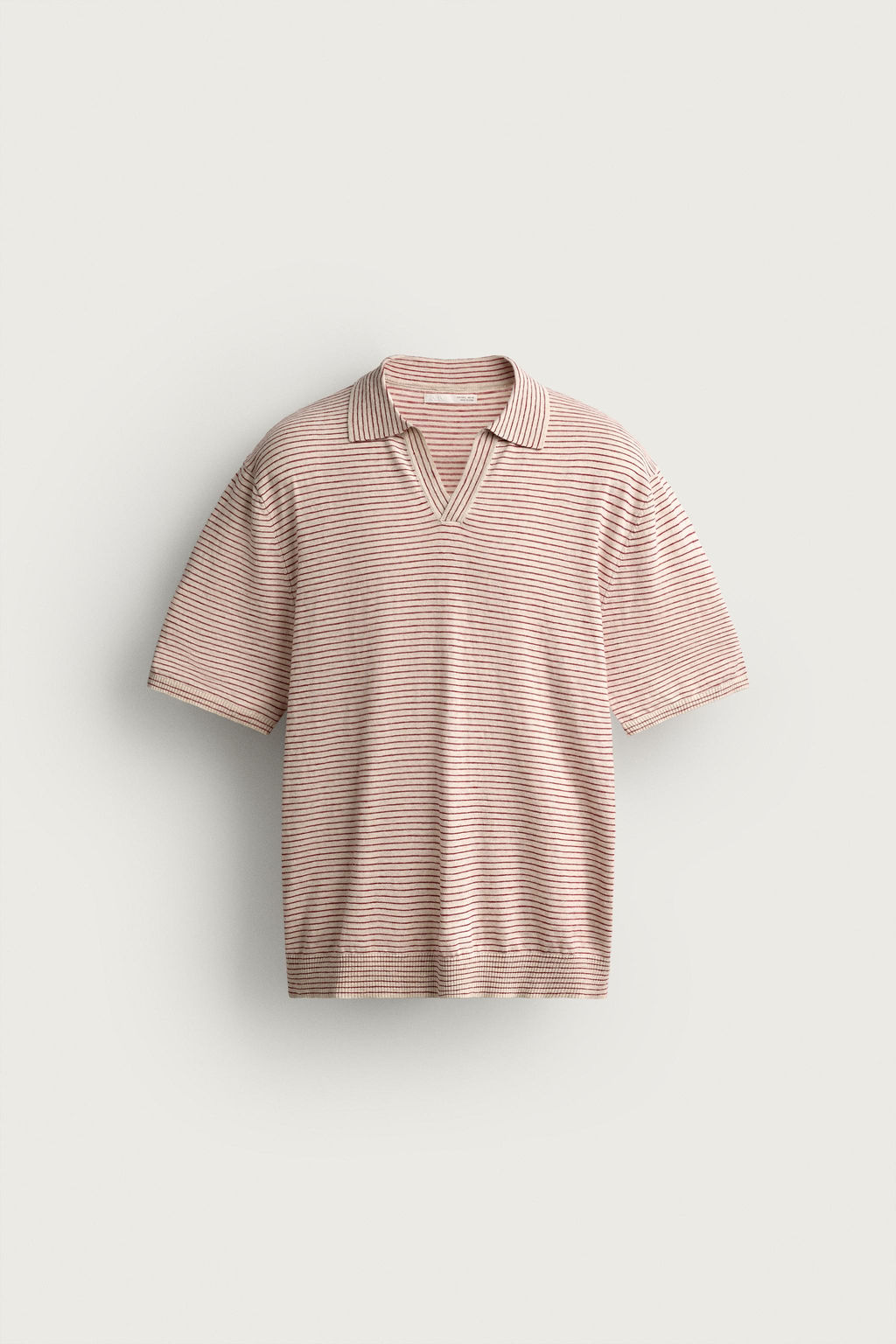 POLO PUNTO JACQUARD RAYAS / Blanco / Rojo - Zara фото 8