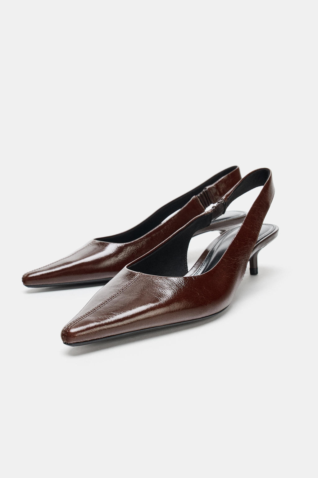 LEATHER SLINGBACK HEELS - Zara фото 11