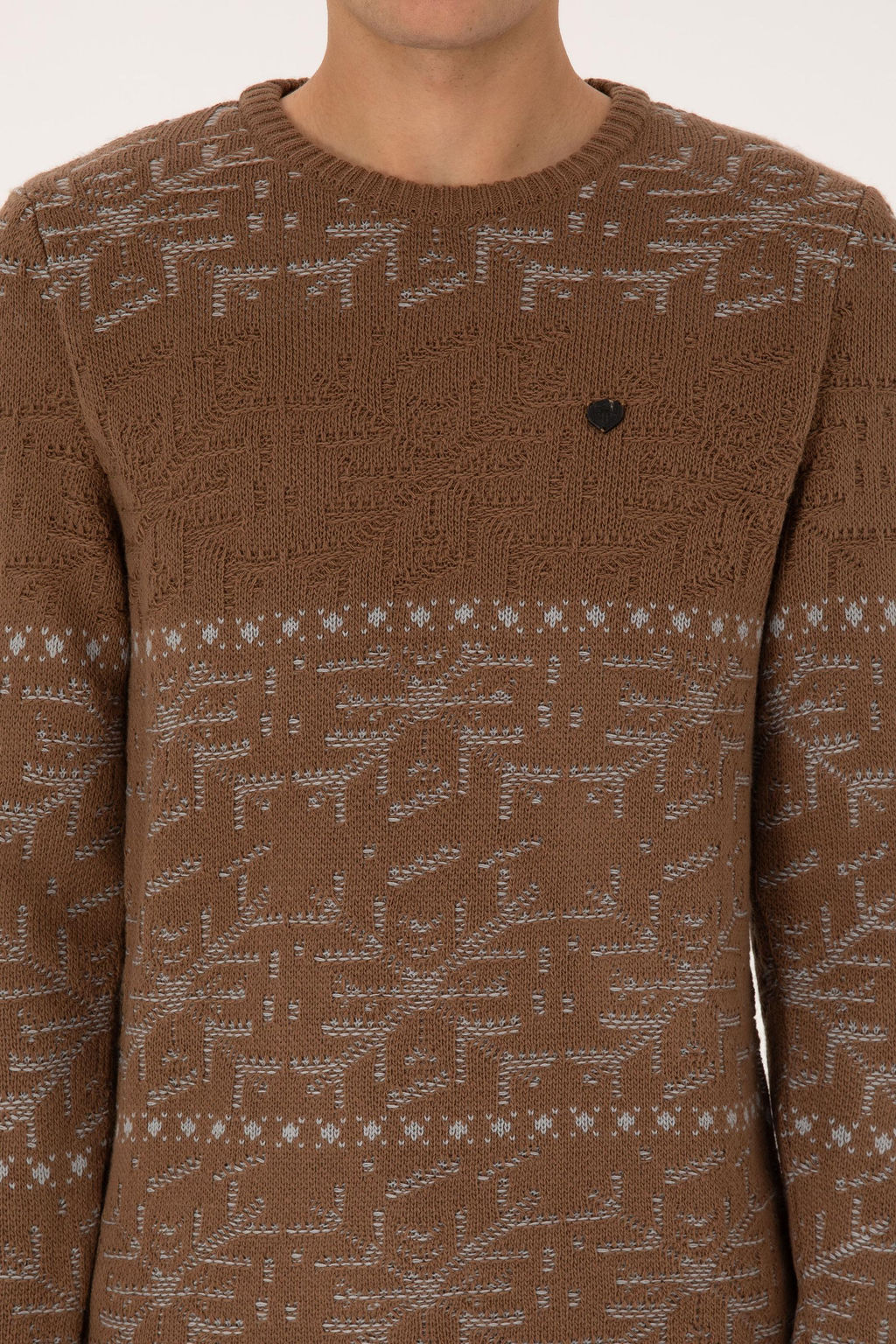 Erkek Comfort Fit Bisiklet Yaka Kahverengi Kazak - U.s. polo assn фото 6