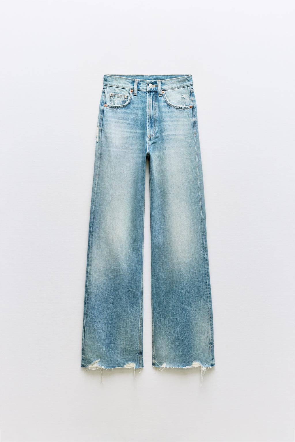 WIDE-LEG HIGH-WAIST RIPPED TRF JEANS - Zara фото 5