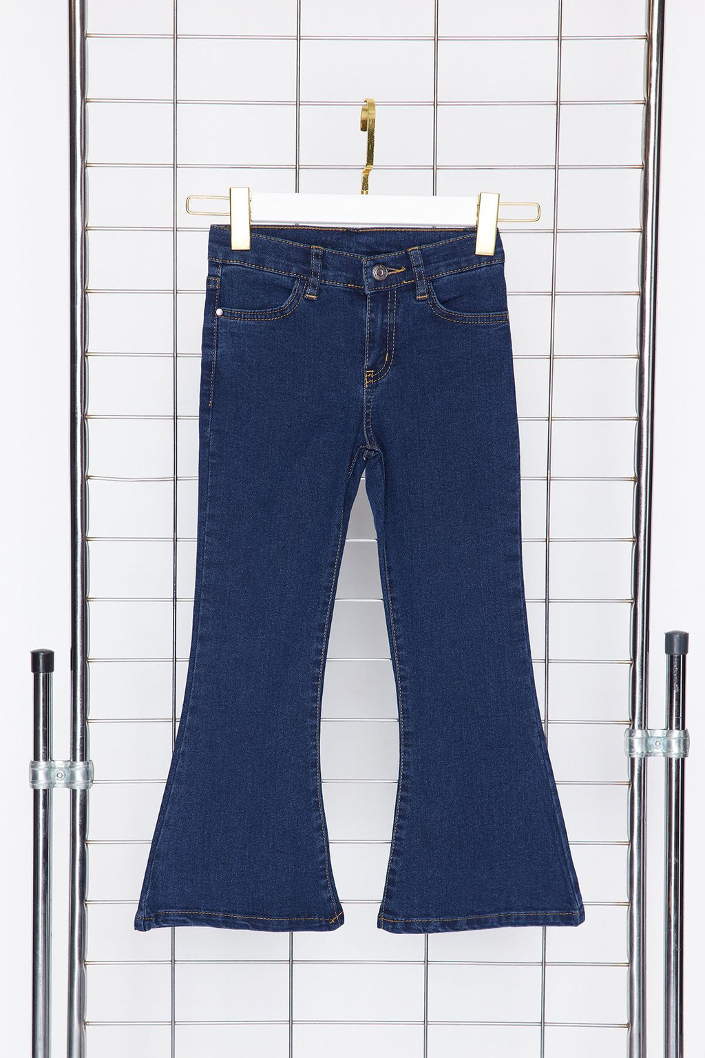 Koyu Mavi K?z Cocuk Genis Paca/Flare Esnek Lastikli Denim Pantolon Jean TKDSS24PL00011 - Trendyolmilla фото 6