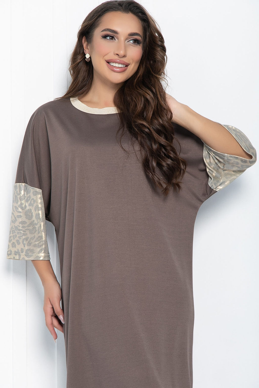 Платье Уютный шик (коричневое) П11147