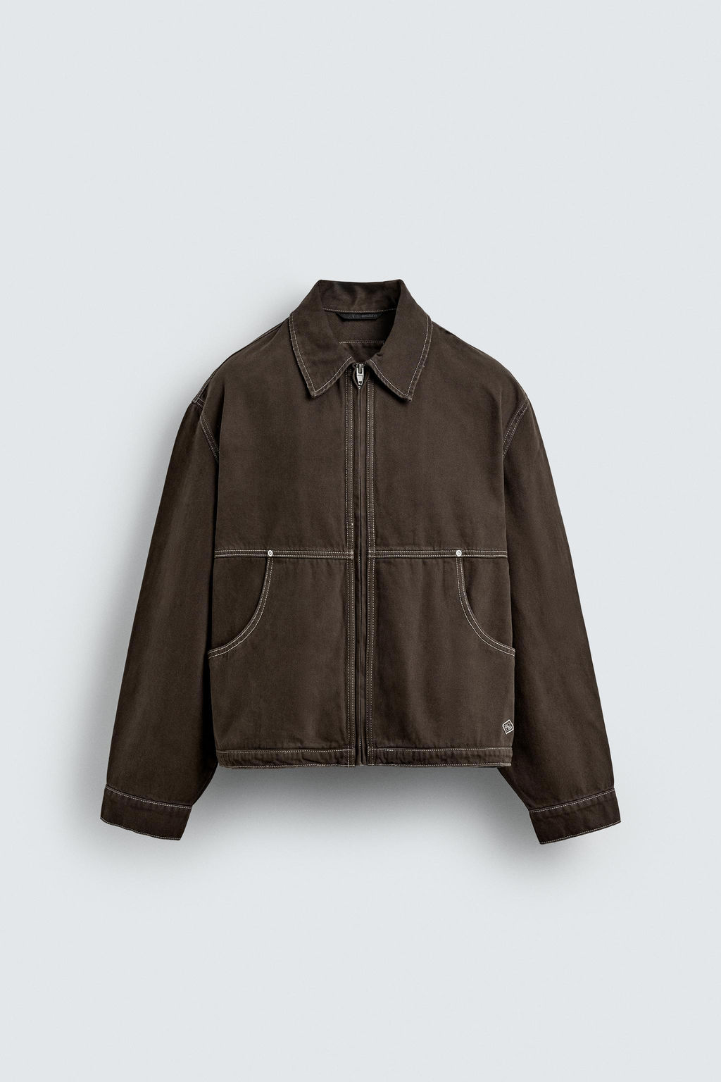 CONTRAST STITCH WASHED JACKET - Zara фото 7