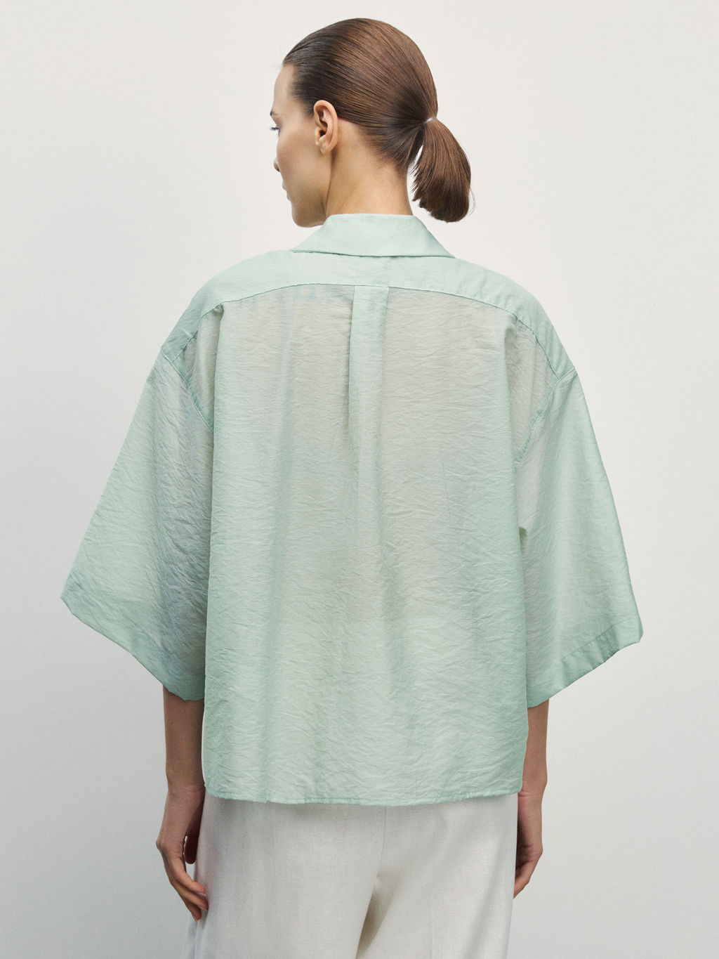 Рубашка из хлопка с коротким рукавом / Zarina фото 5