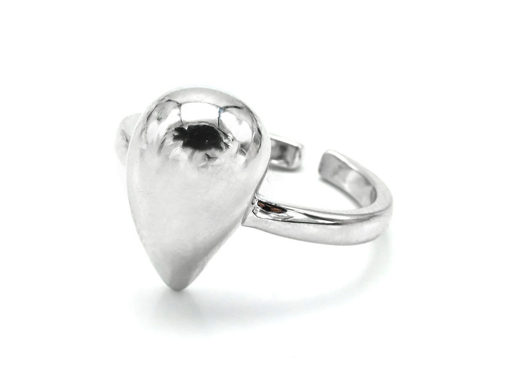 Кольцо модное "Капля" 9*15мм, серебристое Радуга камня