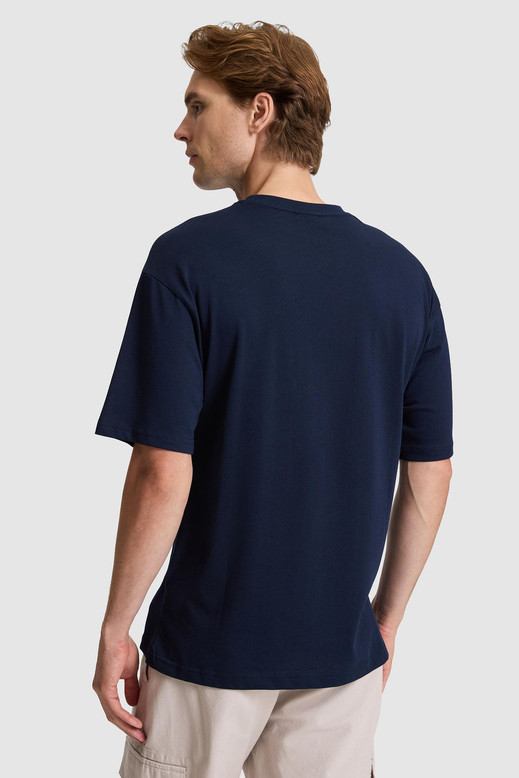 Erkek Lacivert Comfort Fit Bisiklet Yaka Ti__rt