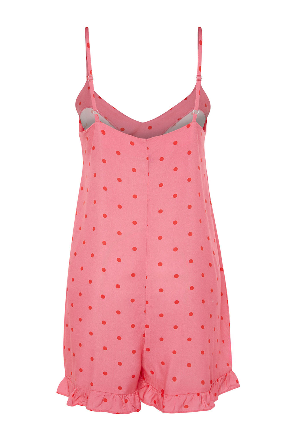 Pembe Puantiyeli F?rf?rl? Ip Ask?l? Viskon Dokuma Tulum THMSS21TU0140