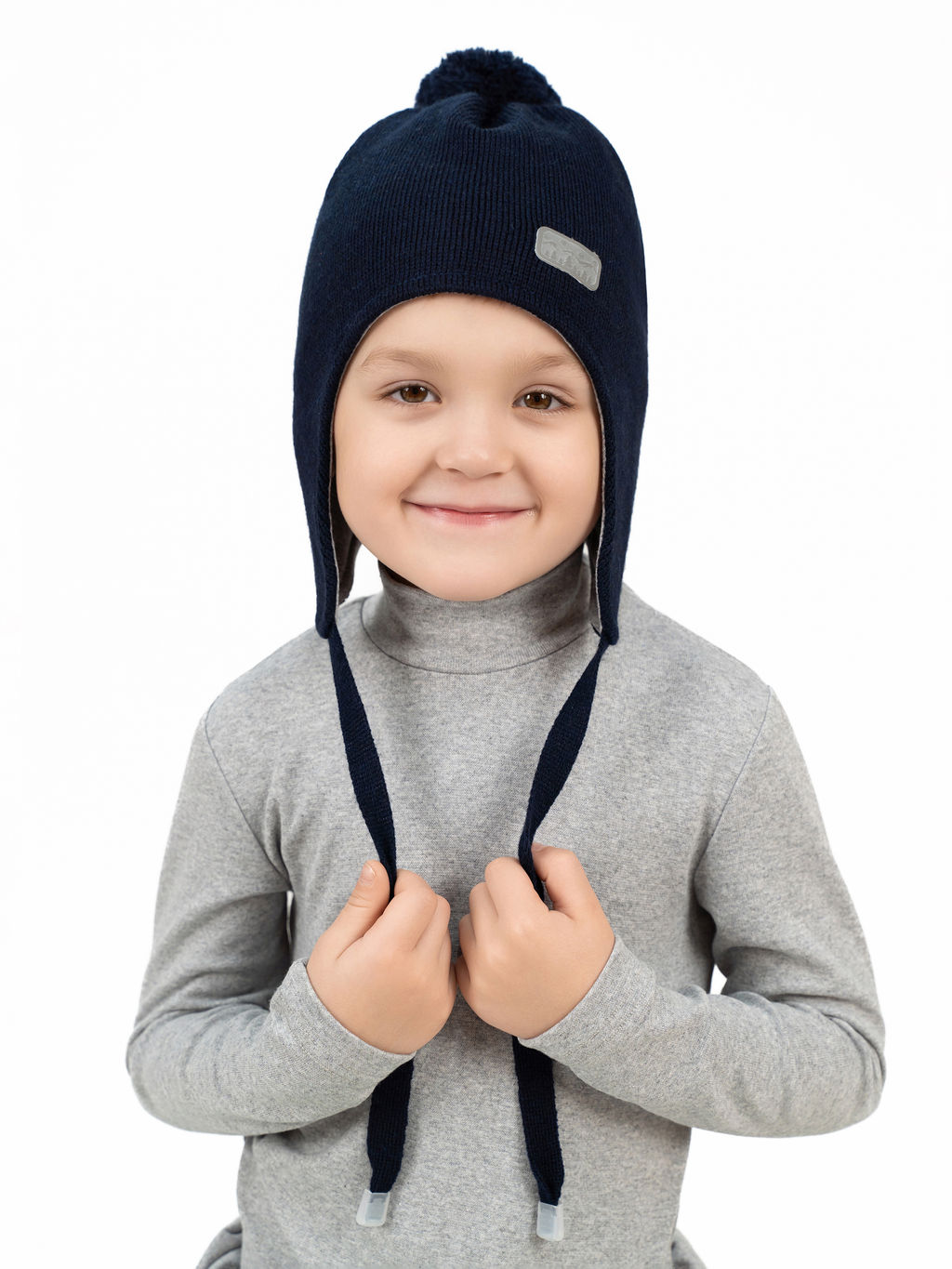 Шапка вязаная темно-синяя Ш-108 (48-50)