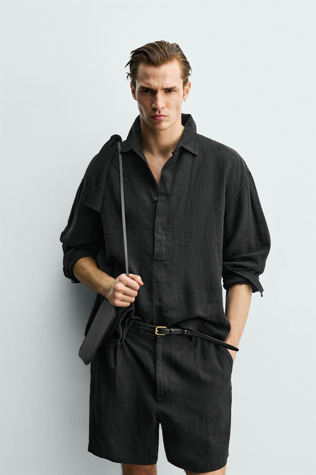 CAMISA POLO 100% LINO / Negro - Zara фото 2