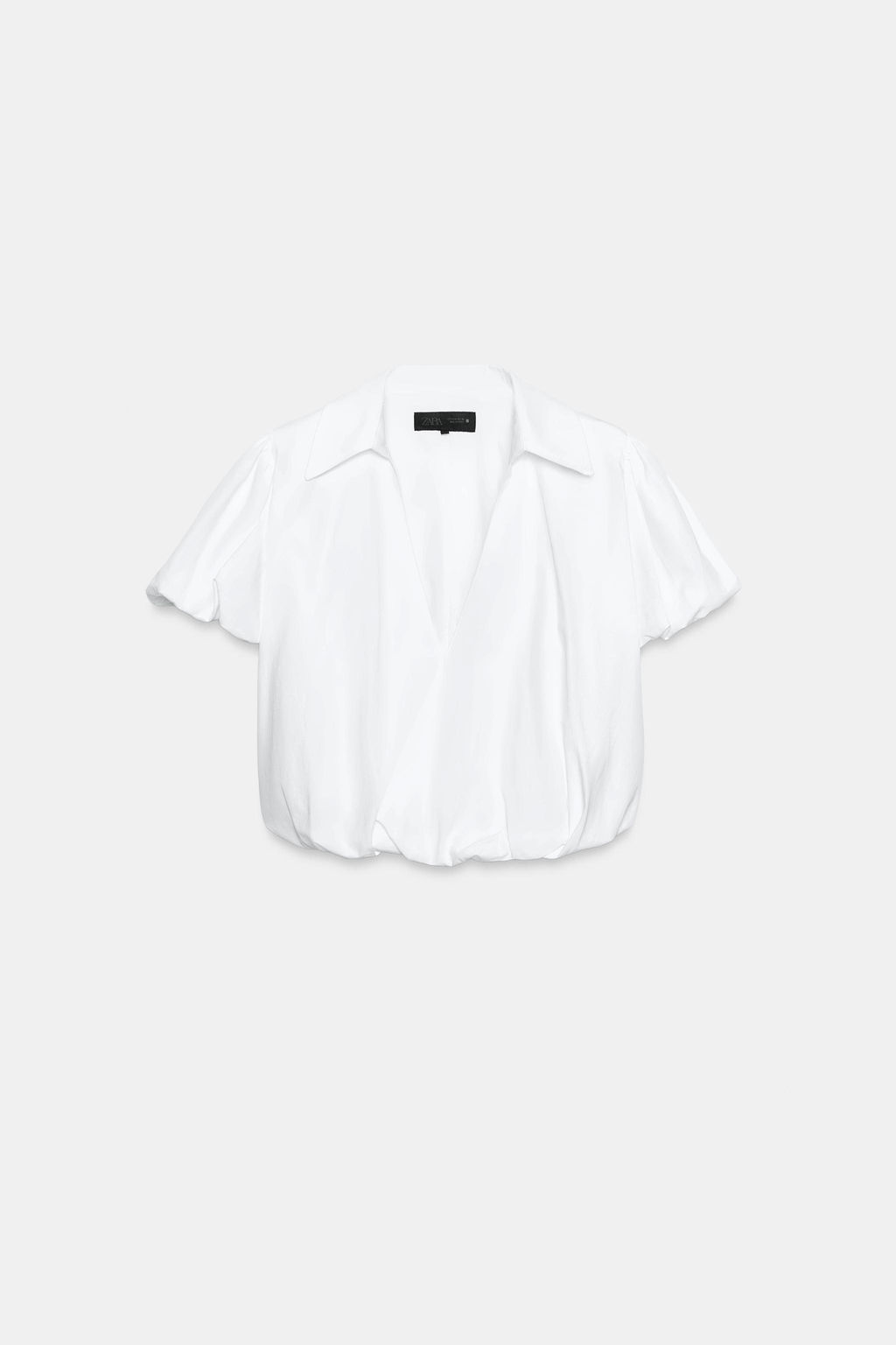 CAMISA GLOBO MANGA CORTA / Blanco