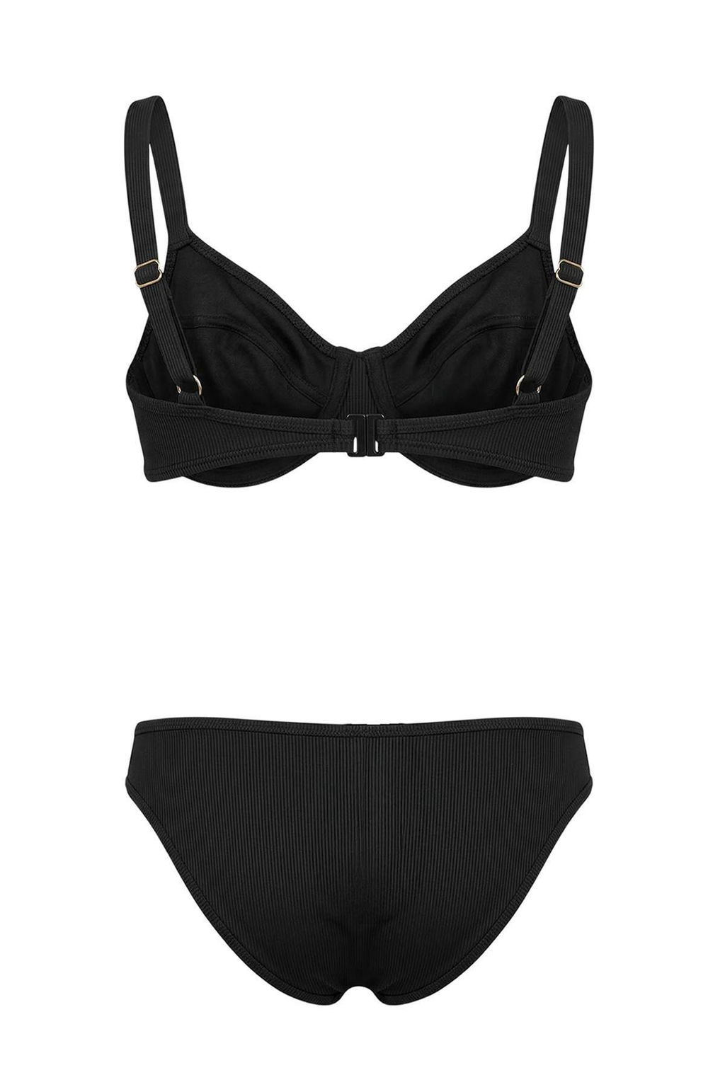 Siyah Bralette Kapl? Dokulu Normal Bel Regular Bikini Tak?m? TBESS26BT00058