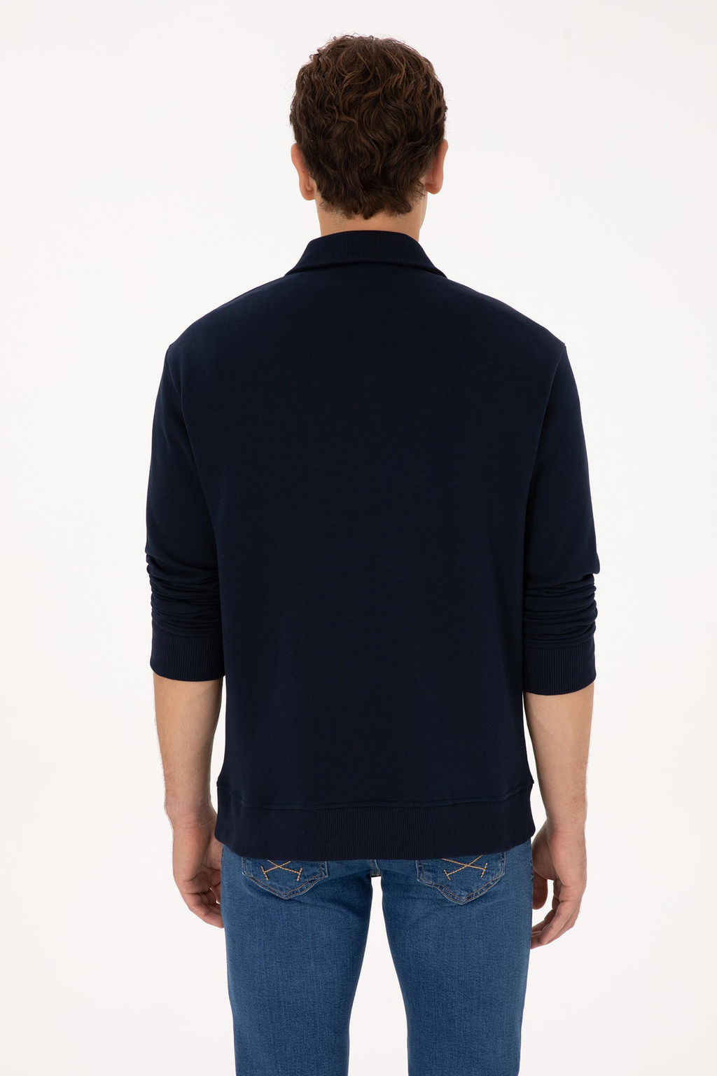 Erkek Regular Fit Yar_m Fermuarl_ Lacivert Basic Sweatshirt - U.s. polo assn фото 5