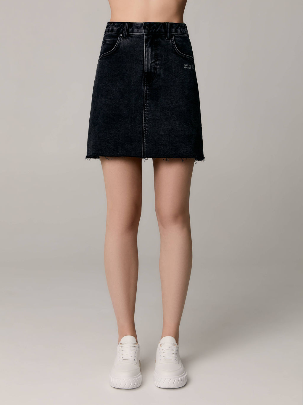 CONTE CON-562 Джинсовая mini-юбка c термопечатью washed black