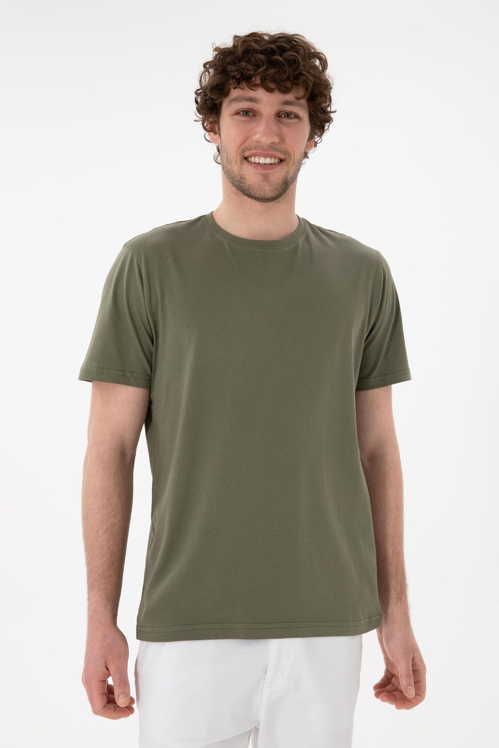 Erkek Regular Fit Bisiklet Yaka Koyu Haki Basic Ti__rt Sepette S_rpriz _ndirim - U.s. polo assn фото 4