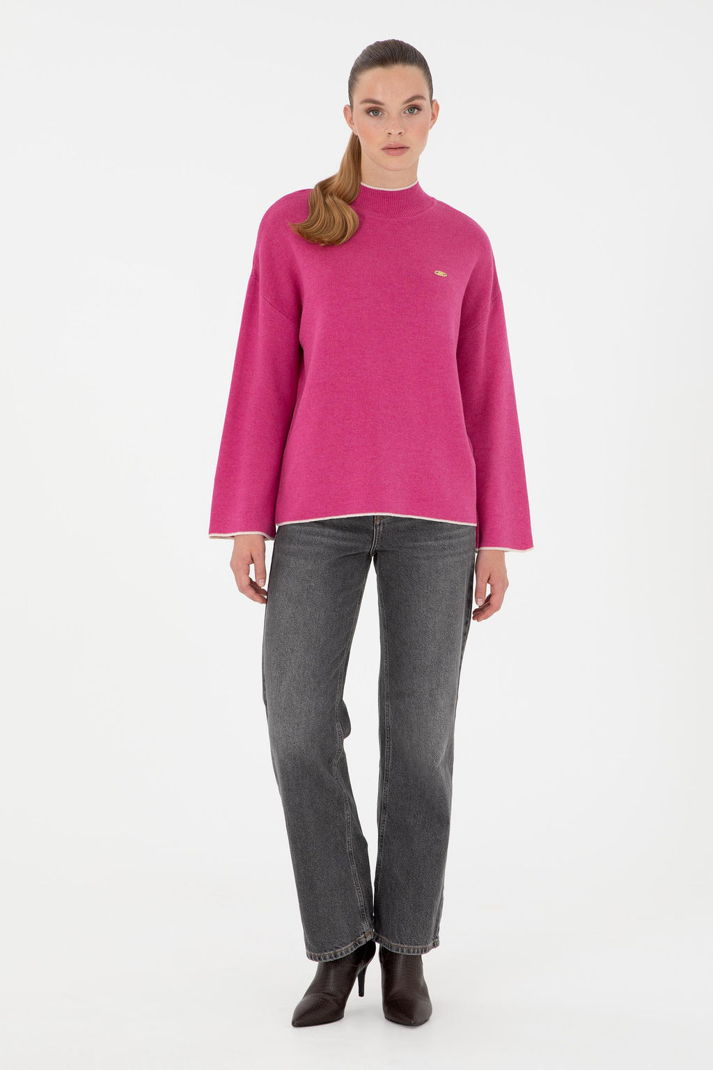 Женский свитер с высоким воротником цвета фуксии Неожиданная скидка в корзине - U.s. polo assn фото 4