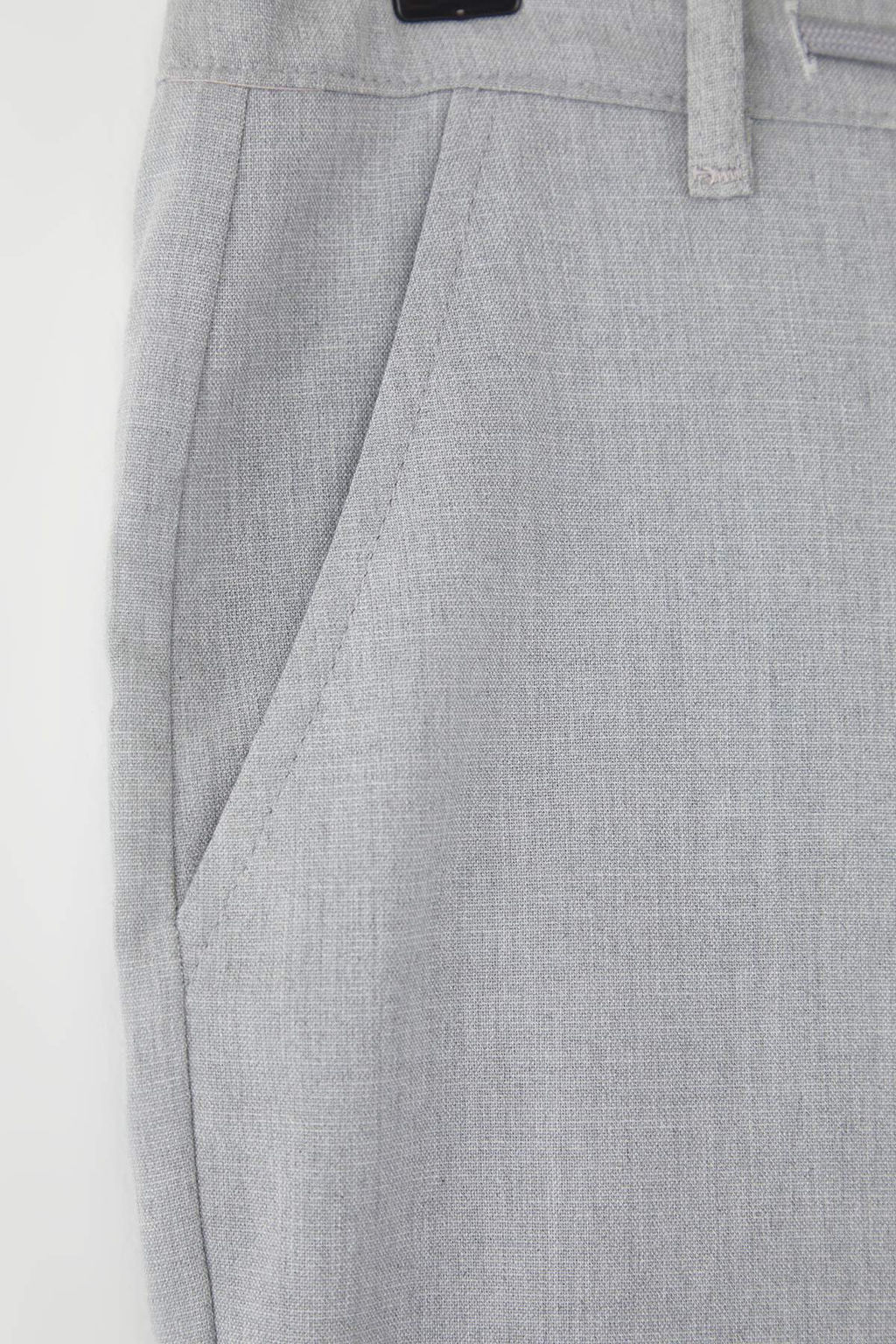 Ac?k Gri Slim Fit Beli Baglama Detayl? Lastikli Kumas Dokuma Pantolon TMNAW25PL00027