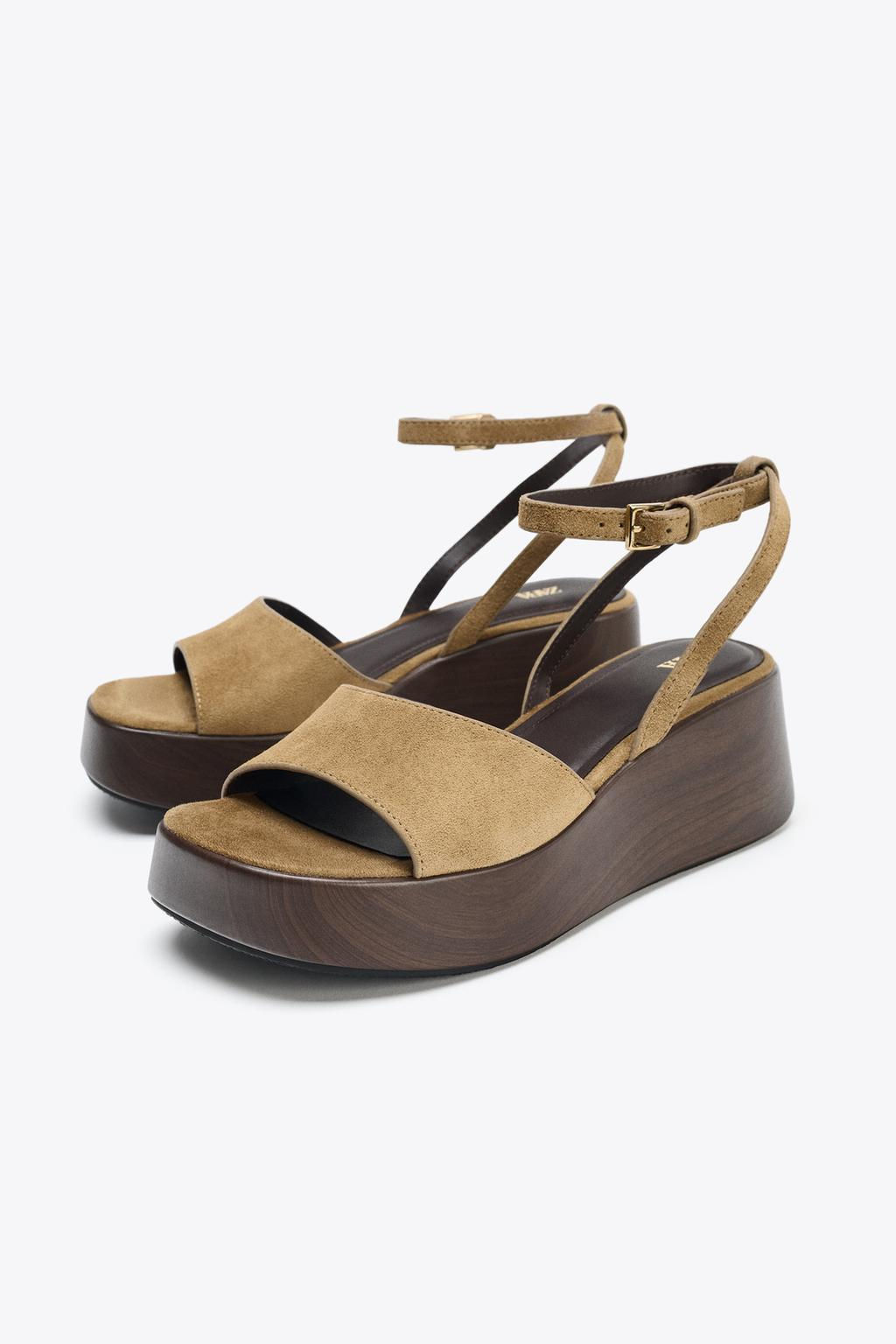 SPLIT SUEDE PLATFORM SANDALS - Zara фото 4