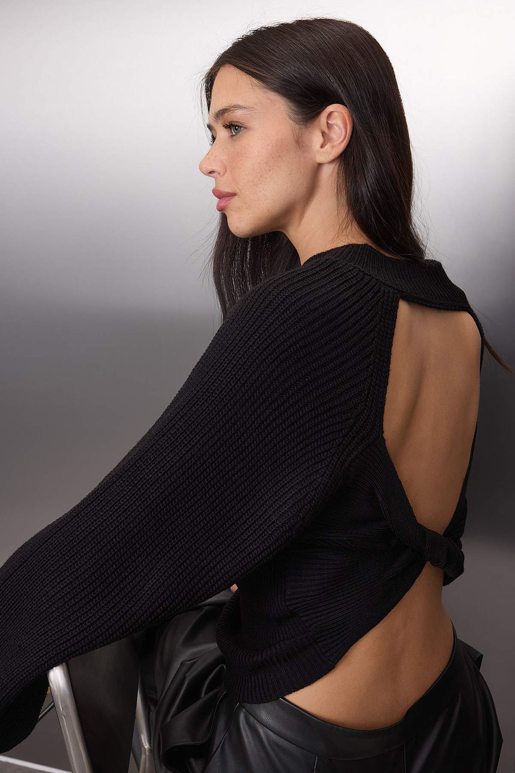 Wardrobe Essentials Antrasit Fitted/Vucuda Oturan Fitilli Triko Kazak | TWOAW26KZ00083 - Trendyolmilla фото 15