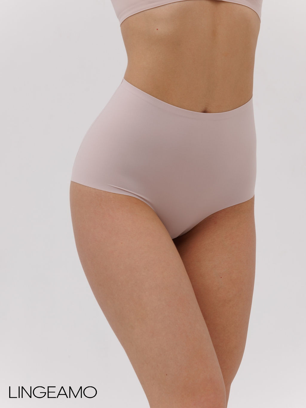 Бесшовные трусы слипы с высокой посадкой Lingeamo пудровый ВР-05 (102)  фото 2