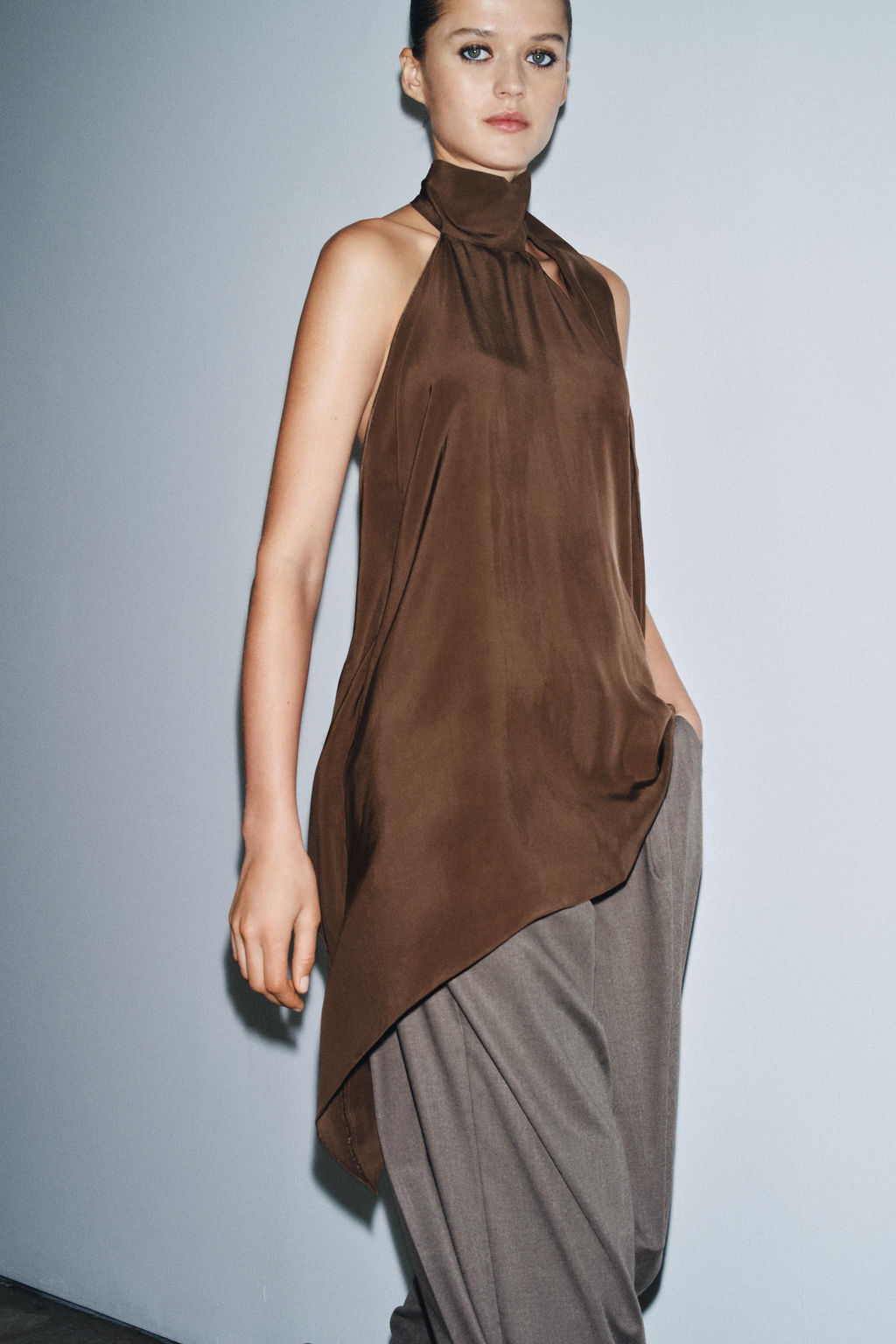 ZW COLLECTION ASYMMETRIC HALTER TOP - Zara фото 7