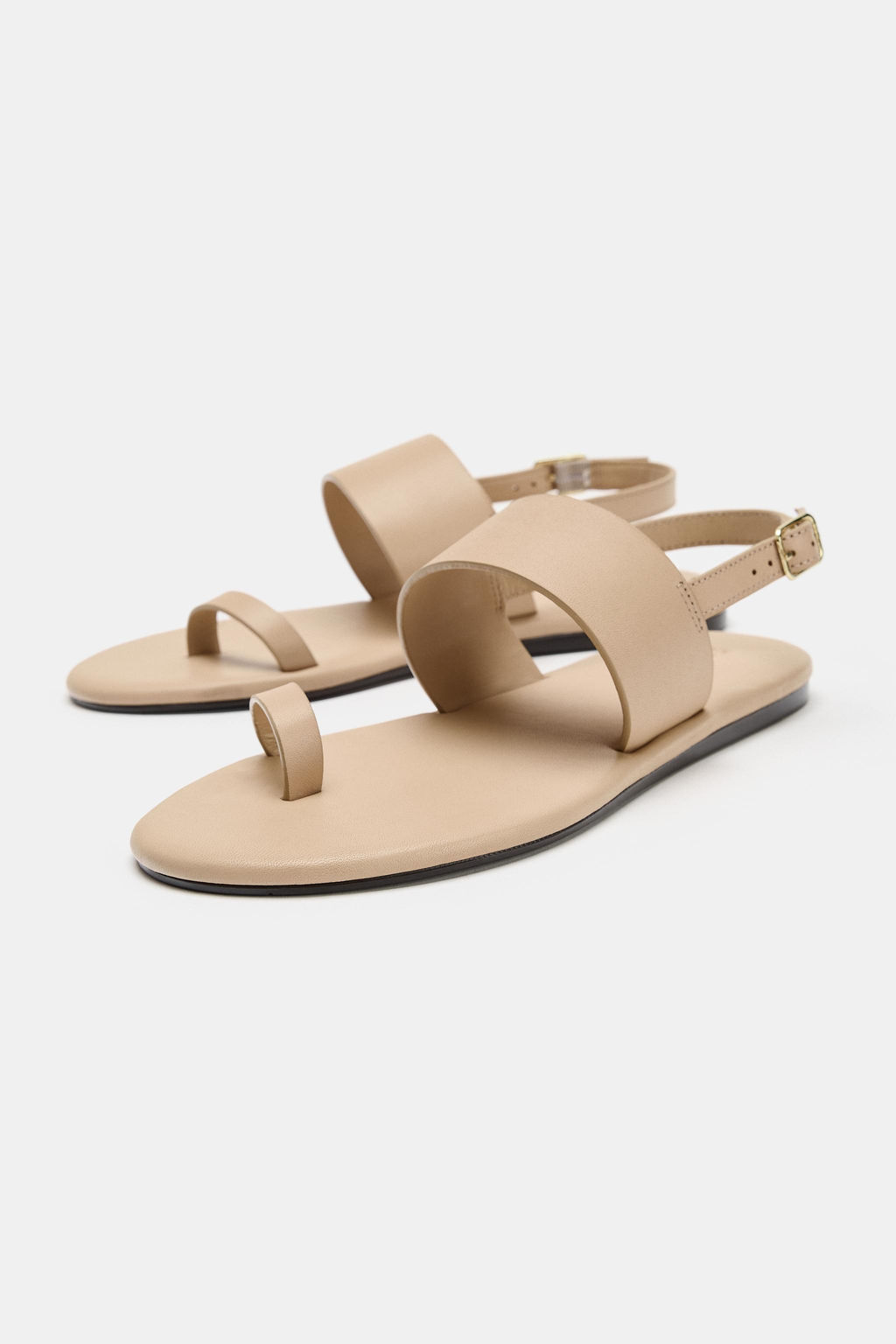SANDALIA PLANA PIEL / Marr?n Camel - Zara фото 3