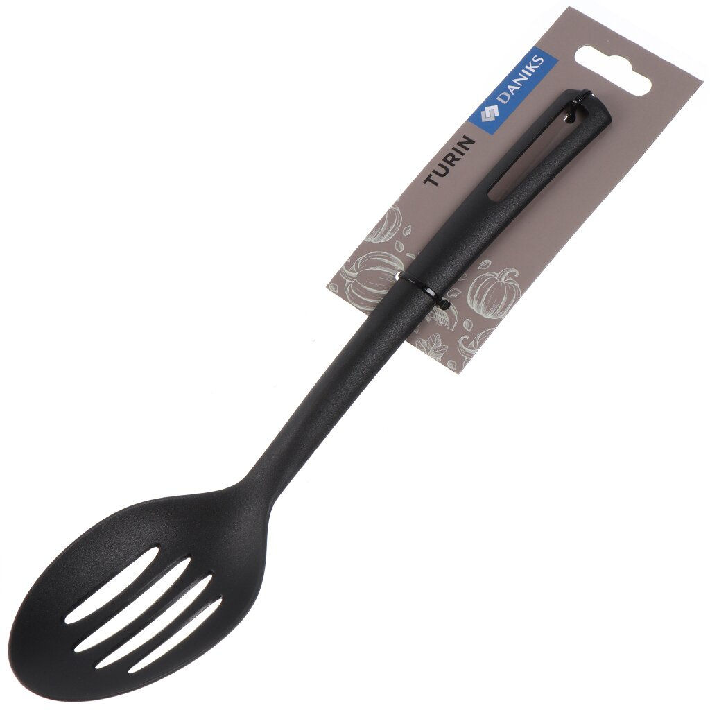 Ложка поварская нейлон, с прорезями, навеска, Daniks, Эконом Turin, YW-KT309-5 (456522)  фото 4