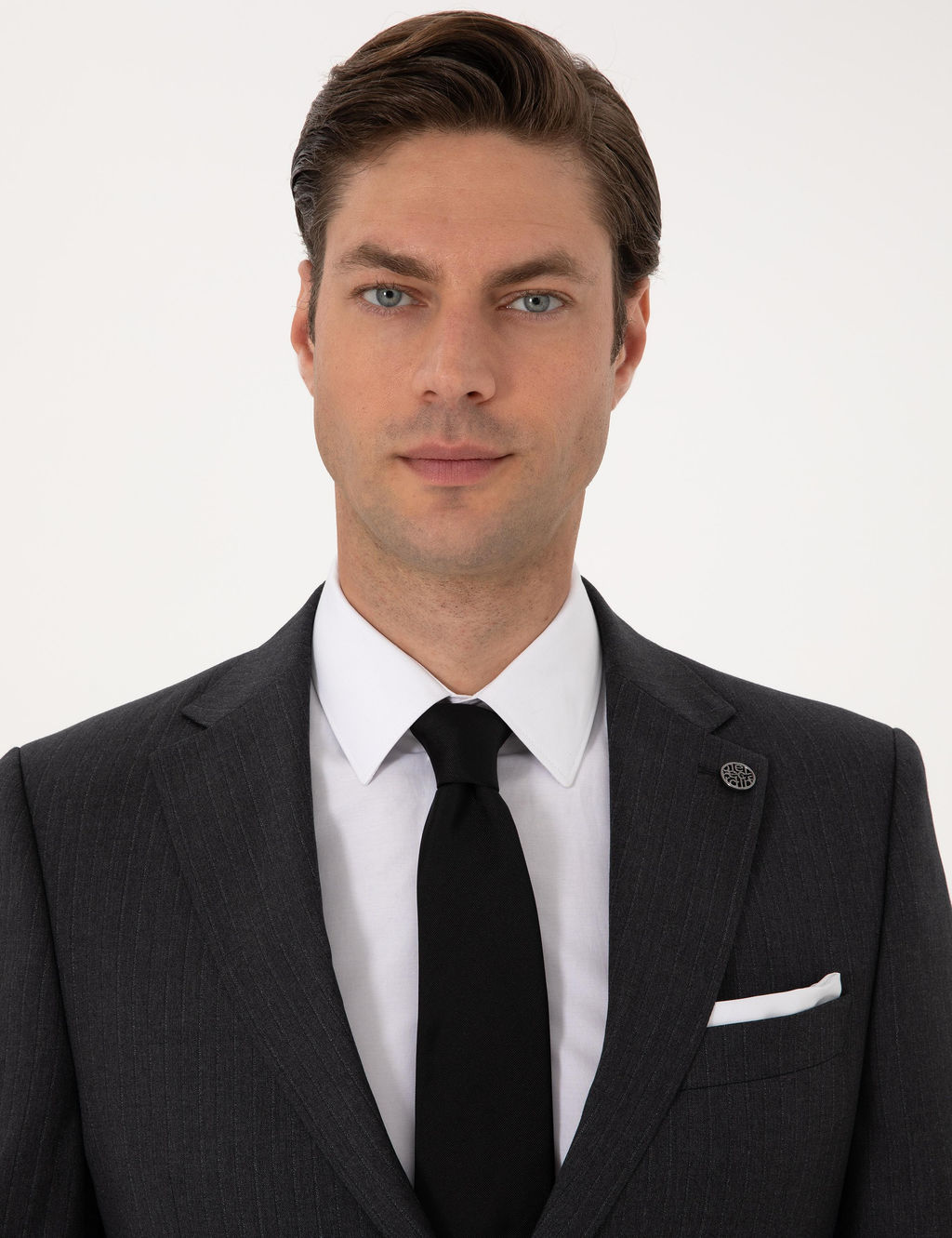 Antrasit Slim Fit %100 Y_n _izgili Tak_m Elbise