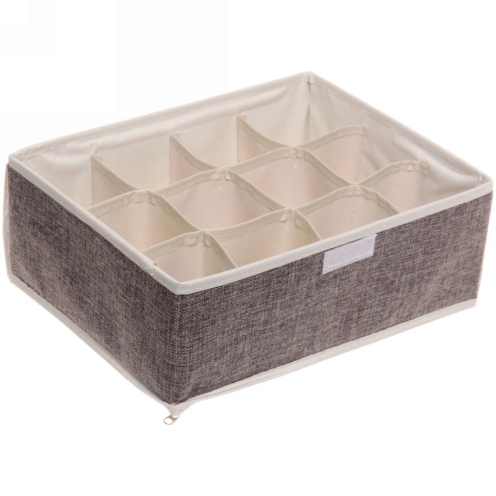 Кофр - органайзер для хранения вещей с прозрачной крышкой "УЮТДОМА", цвет серый, 12 отделений, 32*23*12см