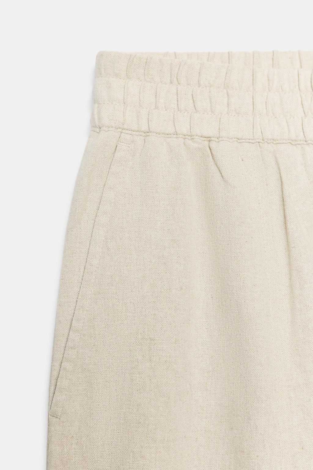 PANTAL?N BARREL CON LINO / Beige claro