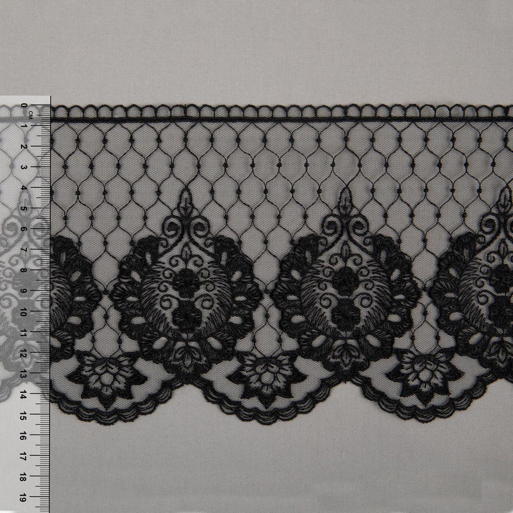 Кружево Gamma сетка 155 мм GKM-15503 в пакете 10 м 0.2 Турция TL002BL черный