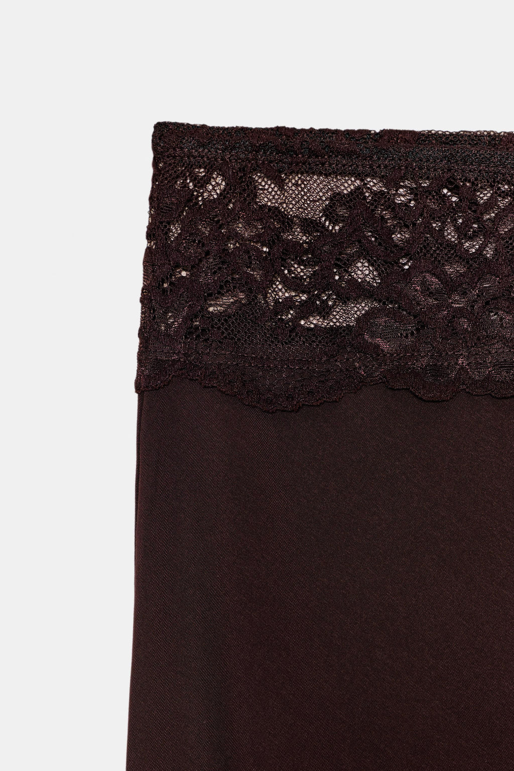 FALDA COMBINADA ENCAJE / Marr?n oscuro - Zara фото 6