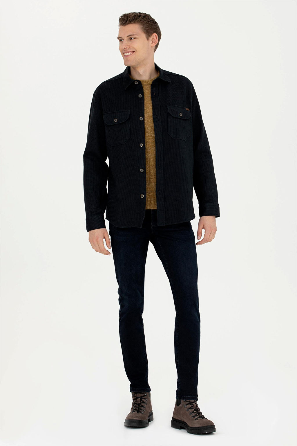 Мужская рубашка антрацитового цвета с длинным рукавом - U.s. polo assn фото 11