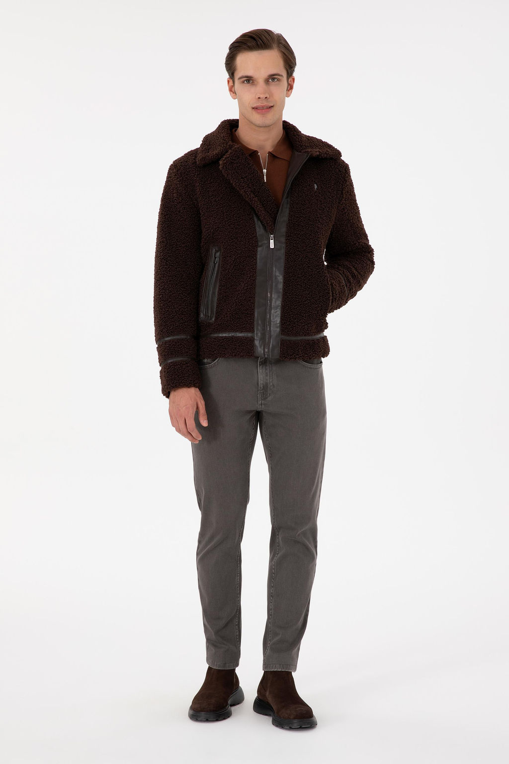 Мужская коричневая кожаная куртка Неожиданная скидка в корзине - U.s. polo assn фото 4