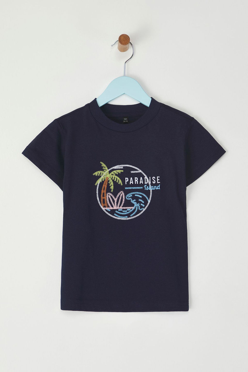 Lacivert Erkek Cocuk %100 Pamuk Palmiye Nak?sl? Regular Kal?p K?sa Kol Orme T-Shirt TKDSS25TS00049 - Trendyolmilla фото 6