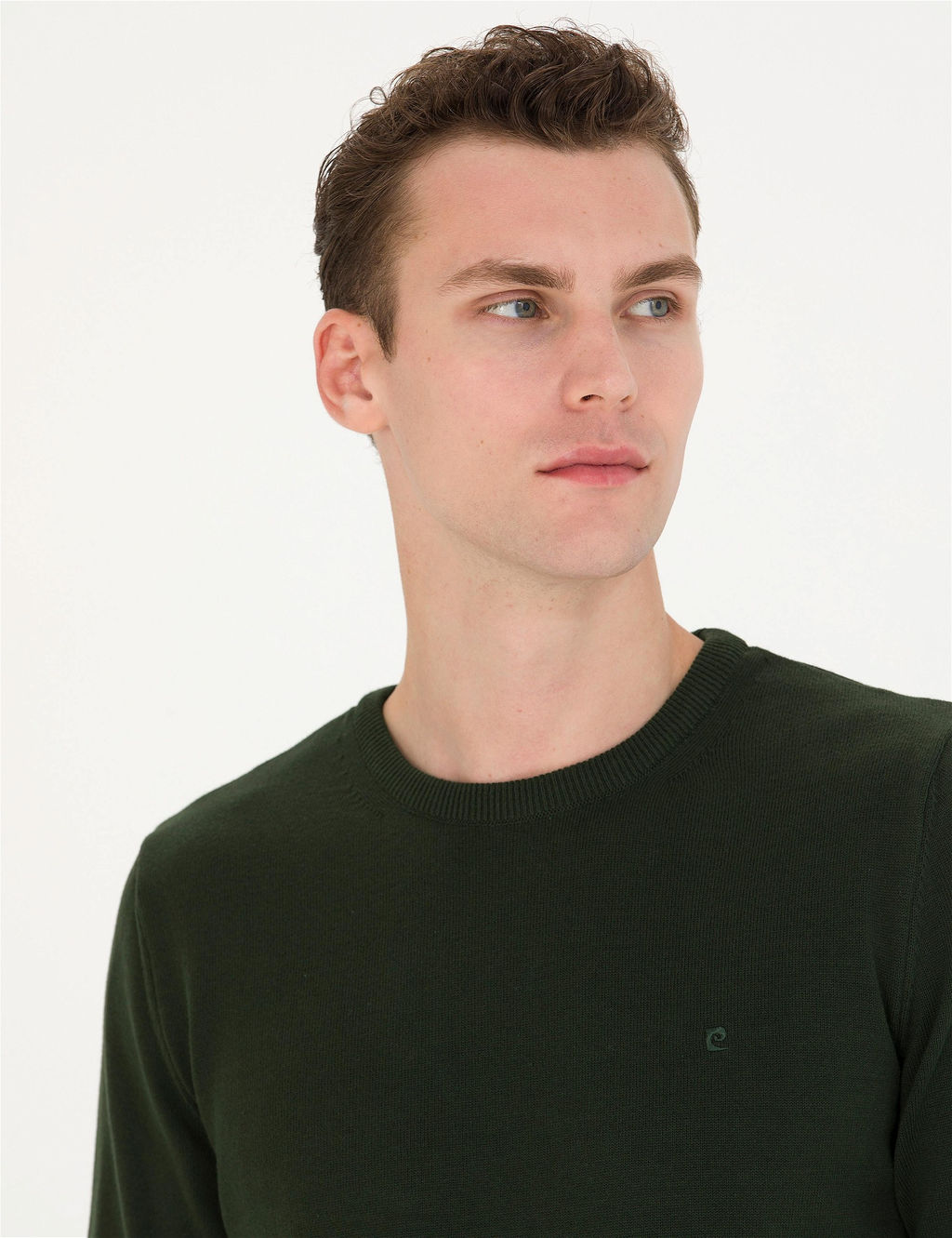 Koyu Ye_il Slim Fit Bisiklet Yaka Basic Triko Kazak - Pierre cardin фото 2