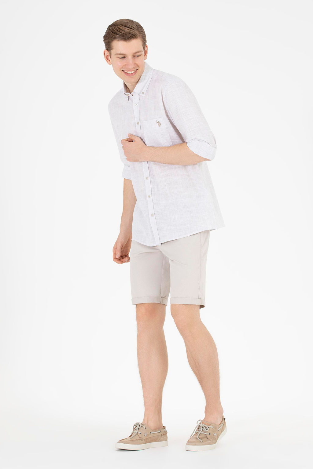 U. S. Polo Assn Мужская рубашка с длинным рукавом Stone - U.s. polo assn фото 4