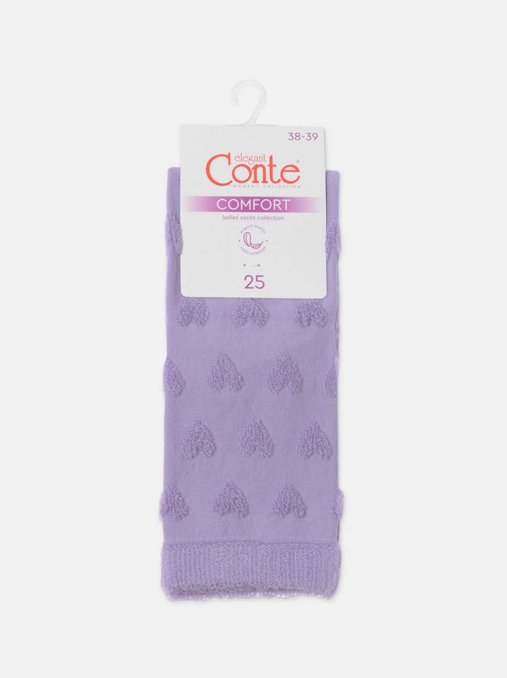 Цена за 2 пары. Носки Удлиненные CONTE COMFORT Махровые носки из хлопка с объемными рисунками сиреневый - Conte elegant фото 7